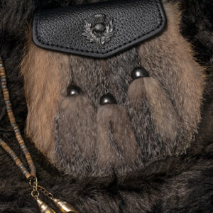 UMAM Traditional Scottish Full and Semi Dress Celtic Sporran in Real Leather and different furs - Kilt Sporran and Belt - Antique Thistle