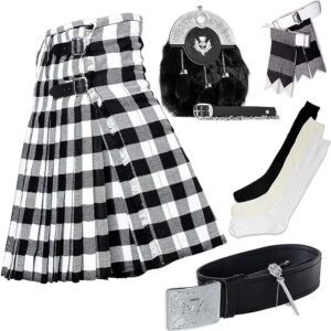 UMAM Tartan Kilt Set - 07 Pieces Kilt Accessories for Men, Scottish Outfit