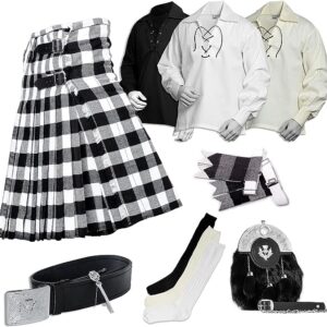 UMAM Tartan Kilt Set – 08 Pieces Kilt Accessories for Men, Scottish Outfit
