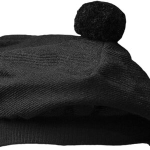 UMAM Scottish Traditional Tam o' Shatner Acrylic Wool Tammy Hat Flat Bonnet Kilt Many Tartans - Black Plain 022tcp