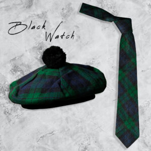 UMAM Scottish Hat and Ties - Many Clan Tartans, Acrylic Wool Men Hat and Ties - Black Watch