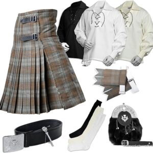 UMAM Tartan Kilt Set – 08 Pieces Kilt Accessories for Men, Scottish Outfit