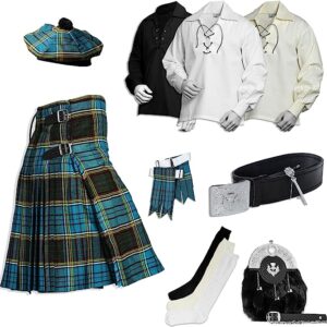 UMAM Tartan Kilt Set - 09 Pieces Kilt Accessories for Men, Scottish Outfit