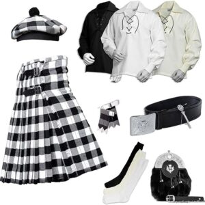 UMAM Tartan Kilt Set - 09 Pieces Kilt Accessories for Men, Scottish Outfit