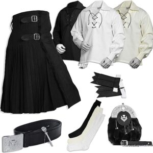 UMAM Tartan Kilt Set - 09 Pieces Kilt Accessories for Men, Scottish Outfit