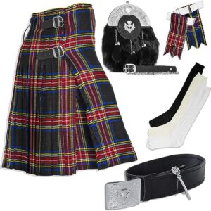 UMAM Tartan Kilt Set - 07 Pieces Kilt Accessories for Men, Scottish Outfit