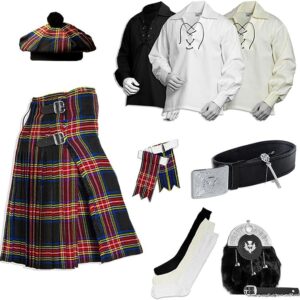 UMAM Tartan Kilt Set - 09 Pieces Kilt Accessories for Men, Scottish Outfit