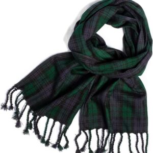 UMAM Plaid Scarf for Men and Women- 90inch, Handmade, Acrylic Wool Winter Scarf/Wedding Slash in Various Tartans - Black Watch