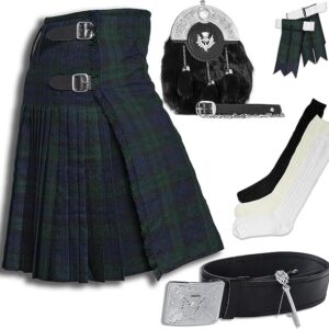 UMAM Tartan Kilt Set - 07 Pieces Kilt Accessories for Men, Scottish Outfit