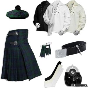 UMAM Tartan Kilt Set - 09 Pieces Kilt Accessories for Men, Scottish Outfit