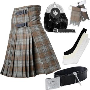UMAM Tartan Kilt Set - 07 Pieces Kilt Accessories for Men, Scottish Outfit