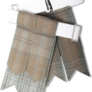 UMAM Kilt Flashes for Men with Heavy Buckle Adjusters, Plain & Tartan Kilt Sock Flashes. - Black Watch Weathered 013FLBU