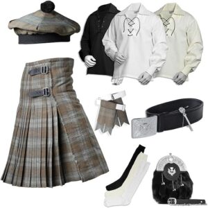 UMAM Tartan Kilt Set - 09 Pieces Kilt Accessories for Men, Scottish Outfit