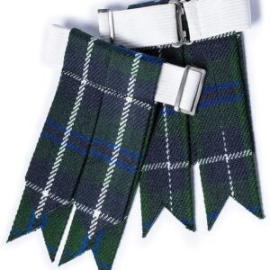UMAM Kilt Flashes for Men with Heavy Buckle Adjusters, Plain & Tartan Kilt Sock Flashes. - Blue Douglas 005flbu