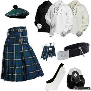 UMAM Tartan Kilt Set - 09 Pieces Kilt Accessories for Men, Scottish Outfit