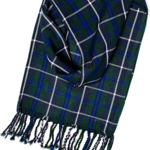 UMAM Plaid Scarf for Men and Women- 90inch, Handmade, Acrylic Wool Winter Scarf/Wedding Slash in Various Tartans - Blue Douglas