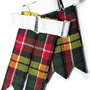 UMAM Kilt Flashes for Men with Heavy Buckle Adjusters, Plain & Tartan Kilt Sock Flashes. - Buchanan 024flbu