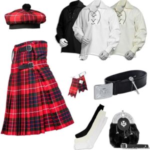 UMAM Tartan Kilt Set - 09 Pieces Kilt Accessories for Men, Scottish Outfit