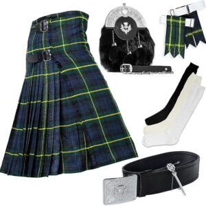 UMAM Tartan Kilt Set - 07 Pieces Kilt Accessories for Men, Scottish Outfit