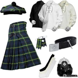 UMAM Tartan Kilt Set - 09 Pieces Kilt Accessories for Men, Scottish Outfit