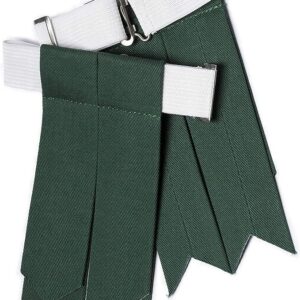 UMAM Kilt Flashes for Men with Heavy Buckle Adjusters, Plain & Tartan Kilt Sock Flashes. - Green Plain 030flbu