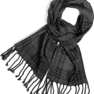 UMAM Plaid Scarf for Men and Women- 90inch, Handmade, Acrylic Wool Winter Scarf/Wedding Slash in Various Tartans - Grey Watch Night