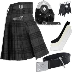 UMAM Tartan Kilt Set - 07 Pieces Kilt Accessories for Men, Scottish Outfit