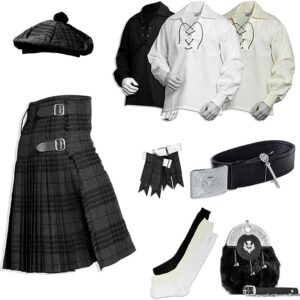 UMAM Tartan Kilt Set - 09 Pieces Kilt Accessories for Men, Scottish Outfit