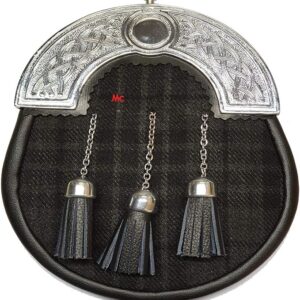 New Scottish Tartan Sporran, Chain Belt in Different Tartans - Grey Watch Night Um-021ts