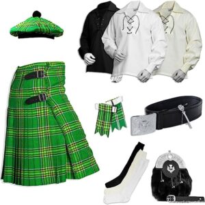 UMAM Tartan Kilt Set - 09 Pieces Kilt Accessories for Men, Scottish Outfit