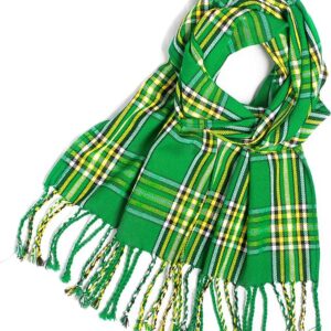 UMAM Plaid Scarf for Men and Women- 90inch, Handmade, Acrylic Wool Winter Scarf/Wedding Slash in Various Tartans - Irish Green