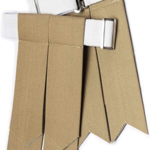 UMAM Kilt Flashes for Men with Heavy Buckle Adjusters, Plain & Tartan Kilt Sock Flashes. - Khaki 059flbu