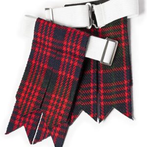 UMAM Kilt Flashes for Men with Heavy Buckle Adjusters, Plain & Tartan Kilt Sock Flashes. - Macdonald 012flbu