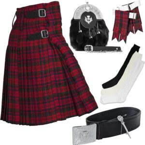 UMAM Tartan Kilt Set - 07 Pieces Kilt Accessories for Men, Scottish Outfit
