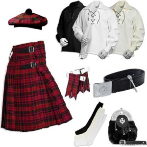UMAM Tartan Kilt Set - 09 Pieces Kilt Accessories for Men, Scottish Outfit