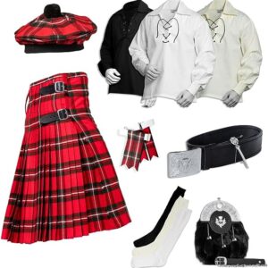 UMAM Tartan Kilt Set - 09 Pieces Kilt Accessories for Men, Scottish Outfit