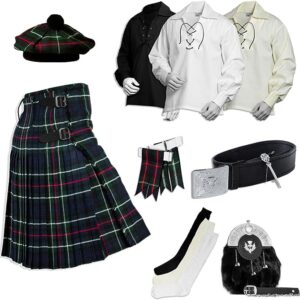 UMAM Tartan Kilt Set - 09 Pieces Kilt Accessories for Men, Scottish Outfit