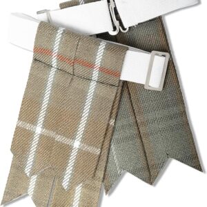 UMAM Kilt Flashes for Men with Heavy Buckle Adjusters, Plain & Tartan Kilt Sock Flashes. - Mackenzie Weathered 014flbu