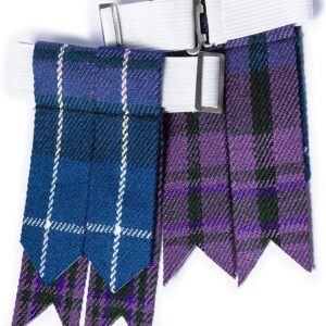 UMAM Kilt Flashes for Men with Heavy Buckle Adjusters, Plain & Tartan Kilt Sock Flashes. - Pride of Scotland 015flbu