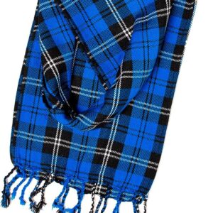 UMAM Plaid Scarf for Men and Women- 90inch, Handmade, Acrylic Wool Winter Scarf/Wedding Slash in Various Tartans - Ramsay Blue