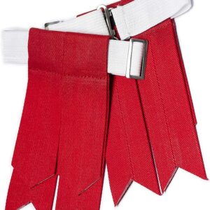 UMAM Kilt Flashes for Men with Heavy Buckle Adjusters, Plain & Tartan Kilt Sock Flashes. - Red Plain 060flbu