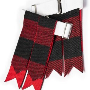 UMAM Kilt Flashes for Men with Heavy Buckle Adjusters, Plain & Tartan Kilt Sock Flashes. - Rob Roy 044flbu