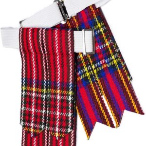 UMAM Kilt Flashes for Men with Heavy Buckle Adjusters, Plain & Tartan Kilt Sock Flashes. - Royal Stewart 003flbu