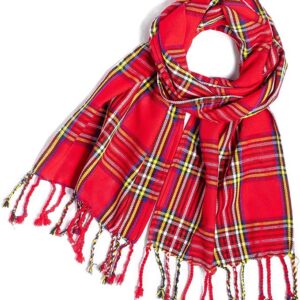 UMAM Plaid Scarf for Men and Women- 90inch, Handmade, Acrylic Wool Winter Scarf/Wedding Slash in Various Tartans - Royal Stewart