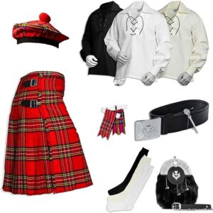 UMAM Tartan Kilt Set - 09 Pieces Kilt Accessories for Men, Scottish Outfit