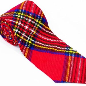 UMAM Scottish Neckties For Men - Many Clan Tartans, Acrylic Wool Men Ties - Royal Stewart Tartan