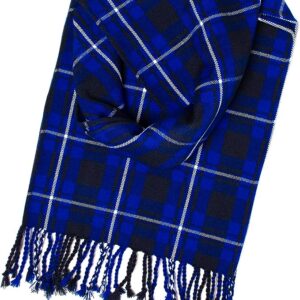 UMAM Plaid Scarf for Men and Women- 90inch, Handmade, Acrylic Wool Winter Scarf/Wedding Slash in Various Tartans - Scottish Blue