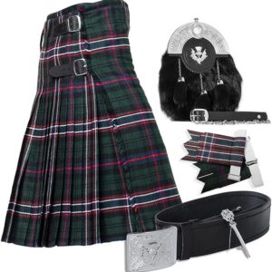 UMAM Tartan Kilt Set - 06 Pieces Kilt Accessories for Men, Scottish Outfit