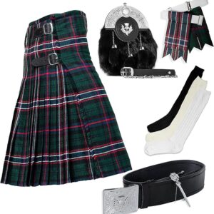 UMAM Tartan Kilt Set - 07 Pieces Kilt Accessories for Men, Scottish Outfit
