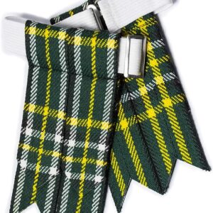 UMAM Kilt Flashes for Men with Heavy Buckle Adjusters, Plain & Tartan Kilt Sock Flashes. - St- Patrick 035flbu